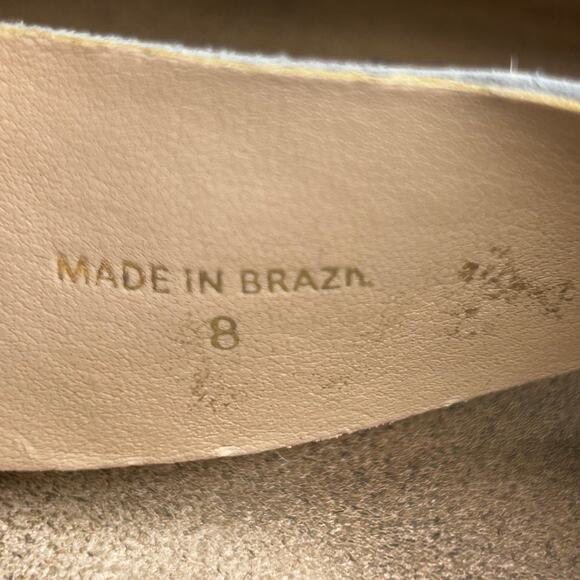 Loeffler Randall Paz Sandal Size 8 White Calf Fur Gold Band Leather Slip On - Picture 5 of 7